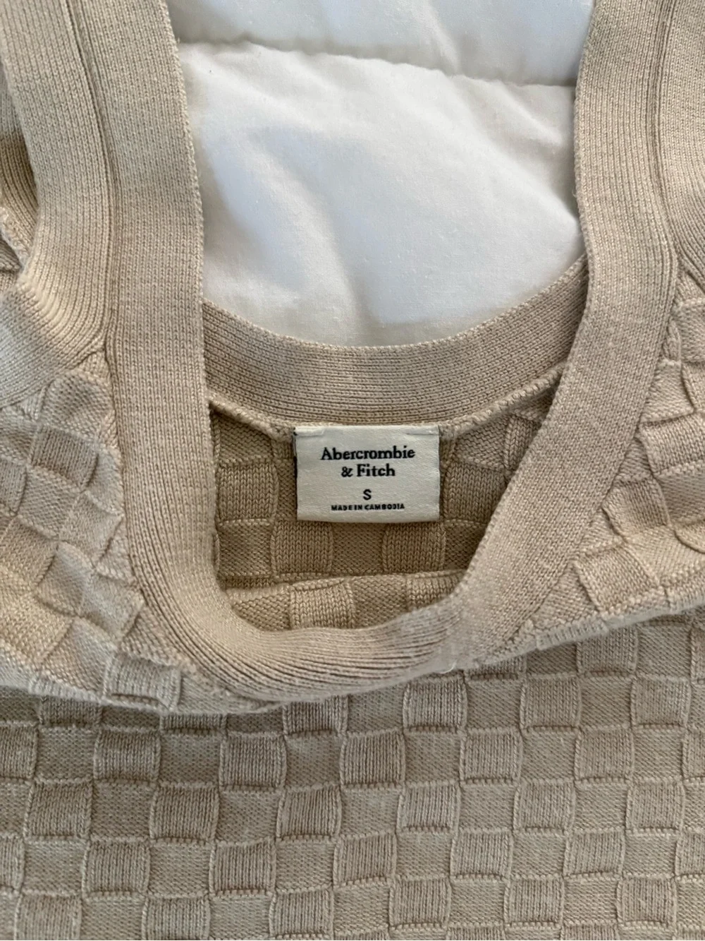 Abercrombie Checkered Knit Ottoman Tank in Light Beige - Picture 3 of 4